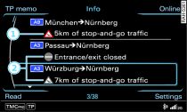 Calling up TMC/TMCpro traffic message